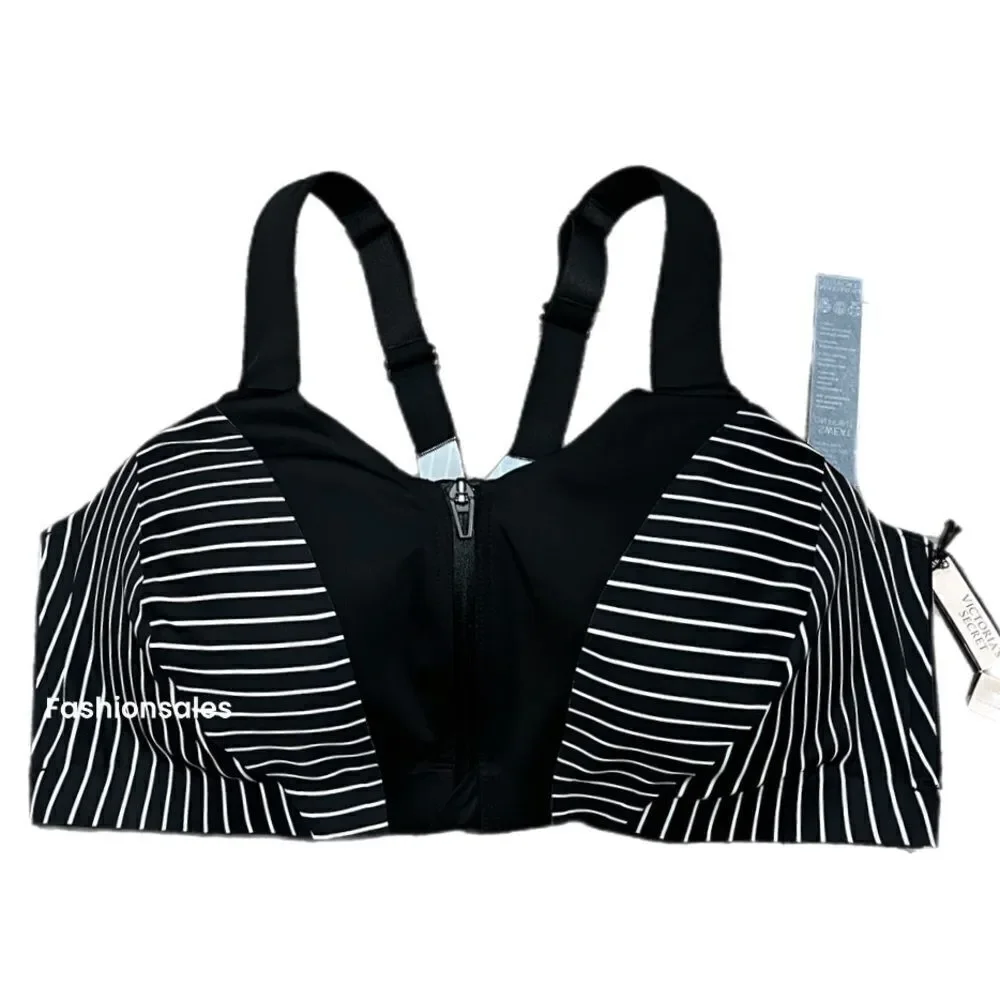 Victoria’s Secret knockout Maximum Support Front Close Sports Bra black striped